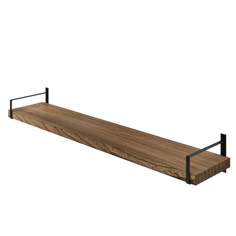 Wallniture Toledo 48 Inch Wooden Shelf for Living Room, Office Shelf, Wall Mounted Bookshelf, Farmhouse, Burnt, 1 Pc