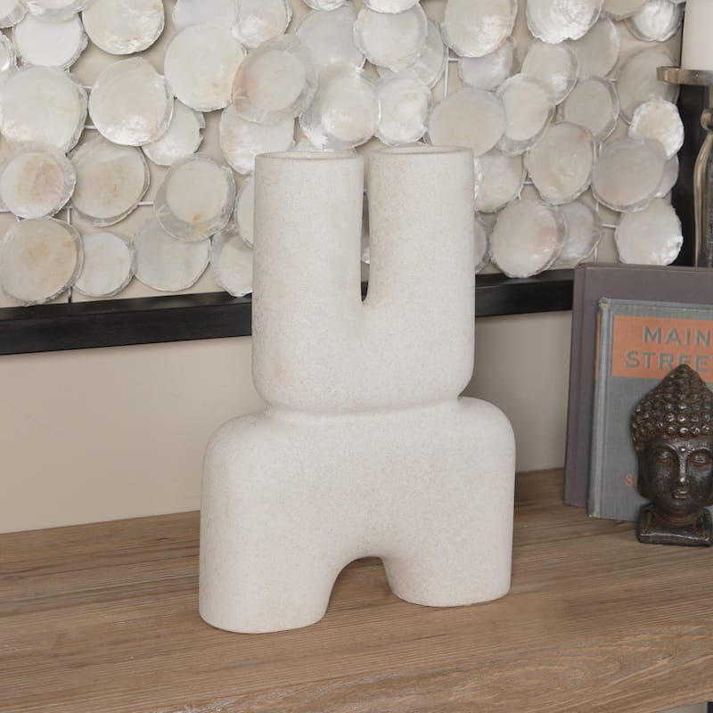 Ceramic Abstract U-Shaped Decorative Vase - White - Roche River Decor