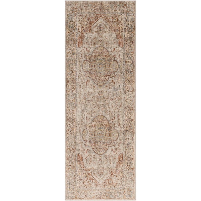 Dorothy Updated Traditional Area Rug - Beige/Rust - 2' 7" x 7' 3"