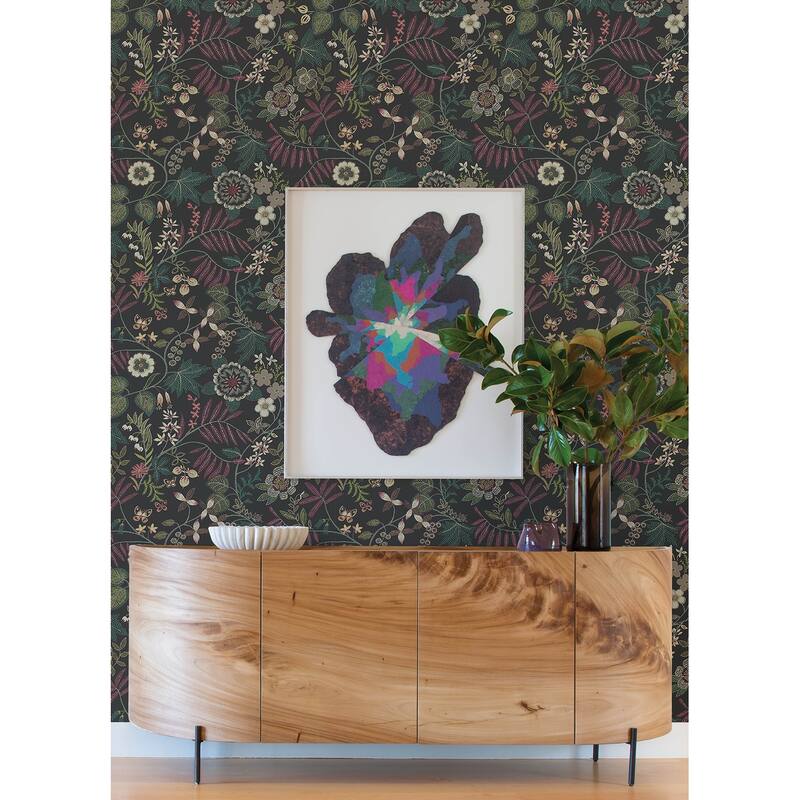 A-Street Prints Marilyn Black Floral Trail Wallpaper