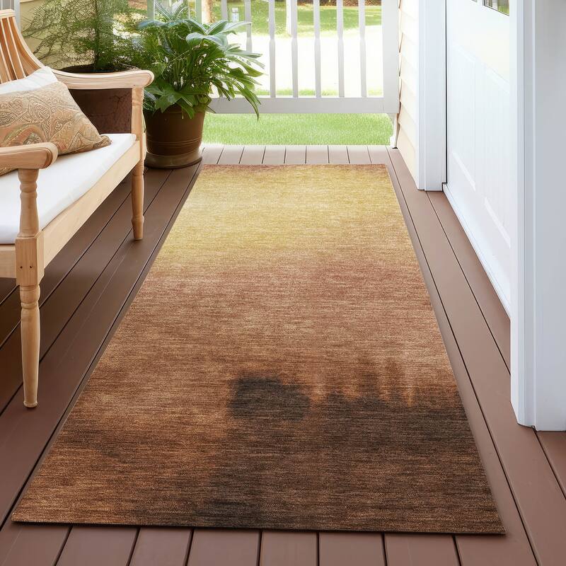 Machine Washable Indoor/ Outdoor Modern Dawn Chantille Rug - Rust - 2'3" x 7'6"
