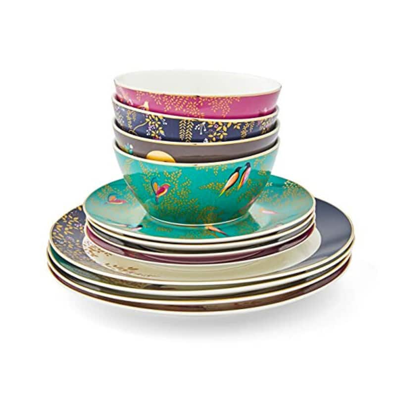 Sara Miller London Chelsea 12 Piece Tableware Set - 11" dinner plates, 8" side plates, 6" bowls - 11" dinner plates, 8" side plates, 6" bowls - Service for 4