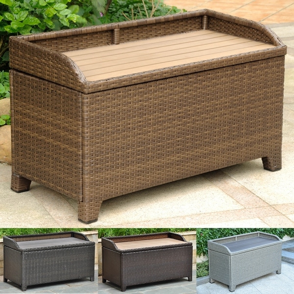 Resin wicker on sale storage bench