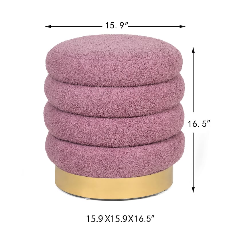 Adeco Round Velvet Ottoman Upholstered Foot Stool