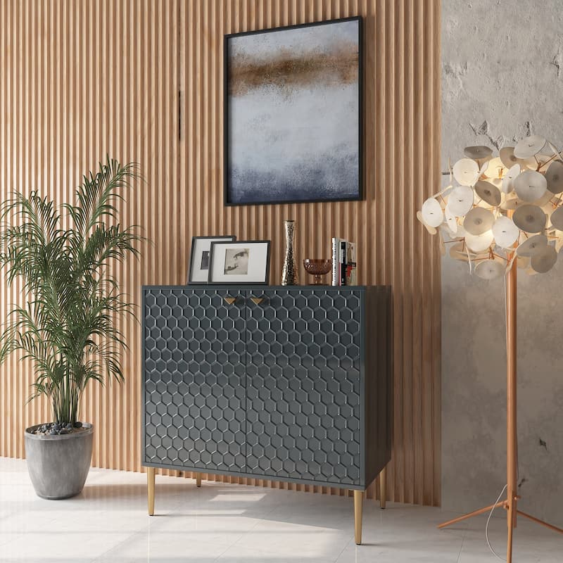 Hexagonal Pattern 2-door Storage Cabinet Buffet Cabinet Sideboard