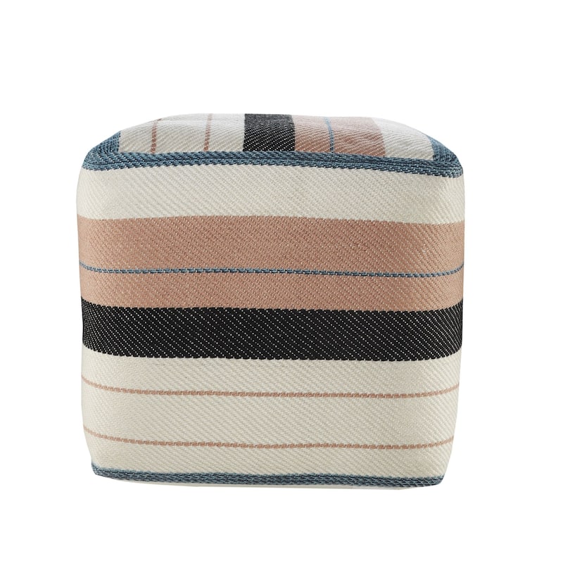 20" Multicolored Striped Square Pouf Ottoman