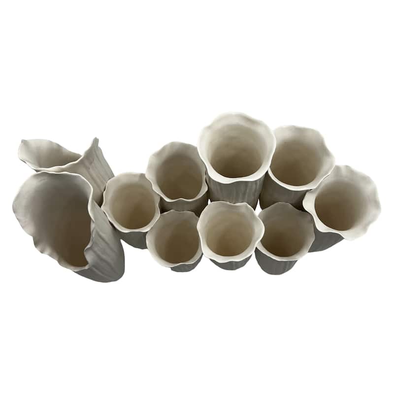 13 Inch Wide Modern White Ceramic Vase