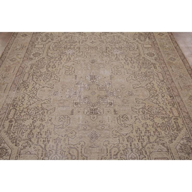 Distressed Tabriz Vintage Persian Area Rug Hand-Knotted Wool Carpet - 6'4" x 9'6"