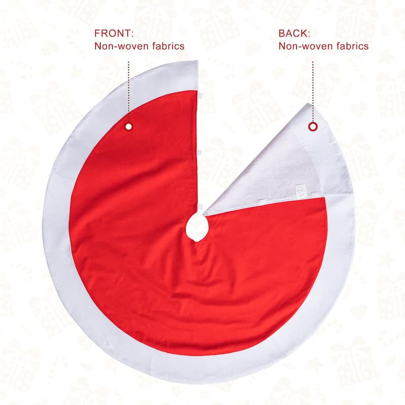 Glitzhome 42"/48"D Red & White Felt Classic Christmas Tree Skirts