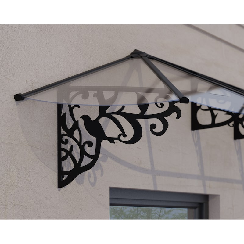 Lily 3 ft. Black/Clear Door and Window Awning