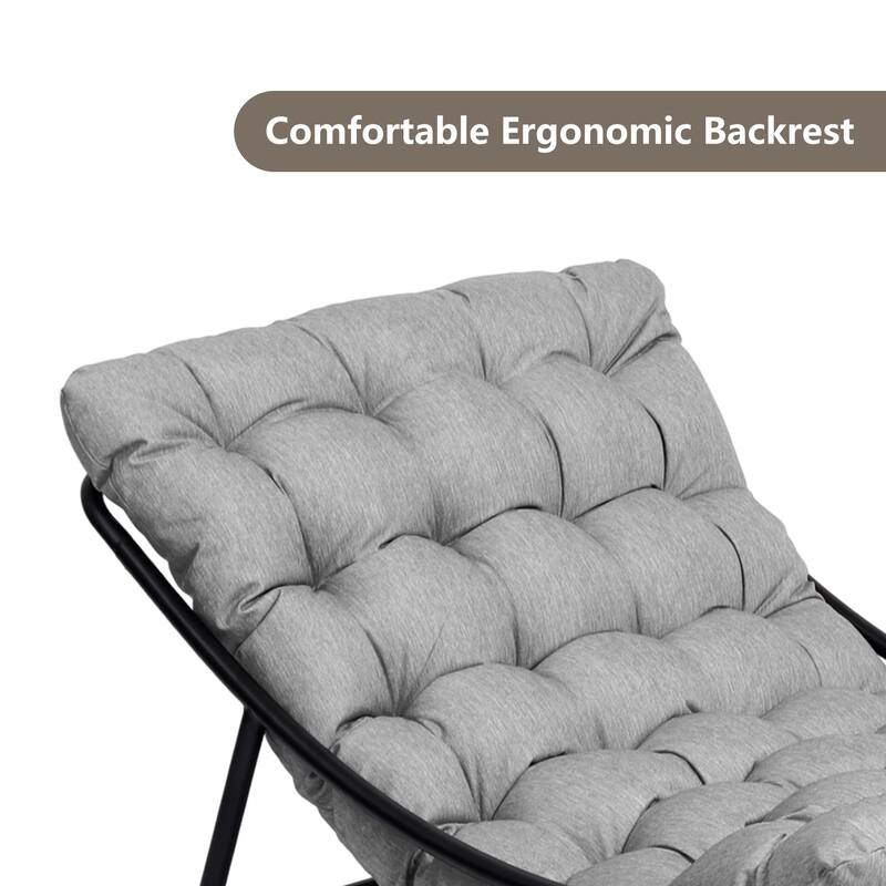 Outdoor Metal Frame Rocking Chair with Water-Resistant Cushions
