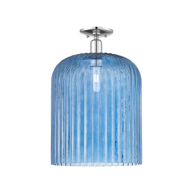 Innovations Lighting 716-1C-19-12 Bridal Veil Semi-Flush Bridal Veil - Polished Chrome / Blue