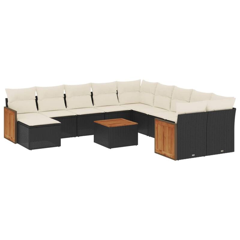 vidaXL Garden Sofa Set Black - 21.7 x 21.7 x 14.6