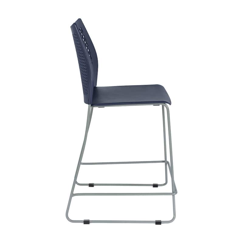 3 Pack Stackable Sled Base Counterstool with Vented Back and Integrated Footrest - 19.75"W x 22"D x 37.5"H