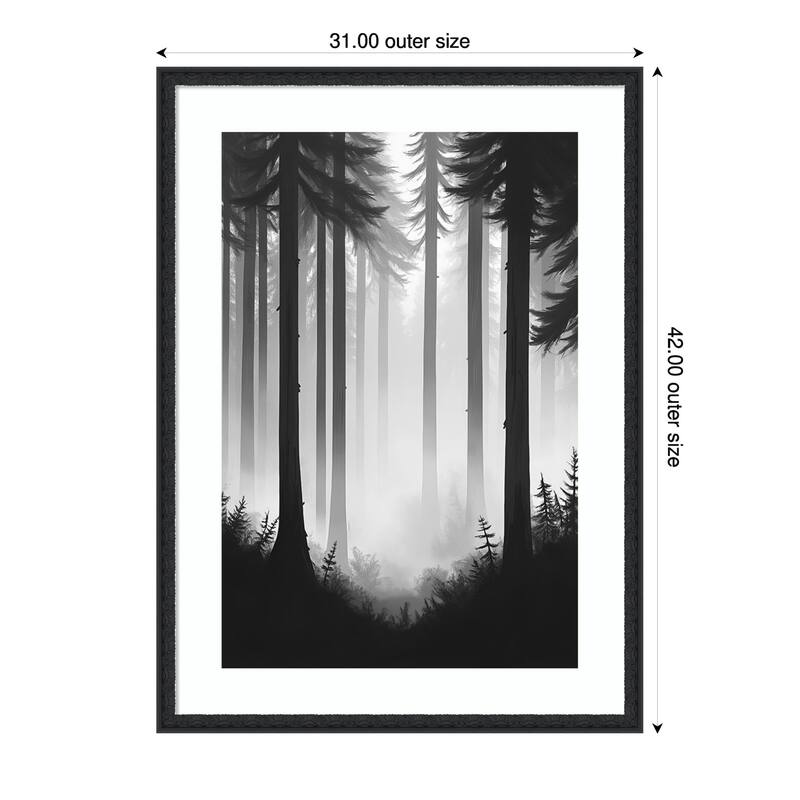 Contrast Trees No. 2 by Tradelink inhouse artist Wood Framed Wall Art Print - Bethany Black - 31 x 42 in