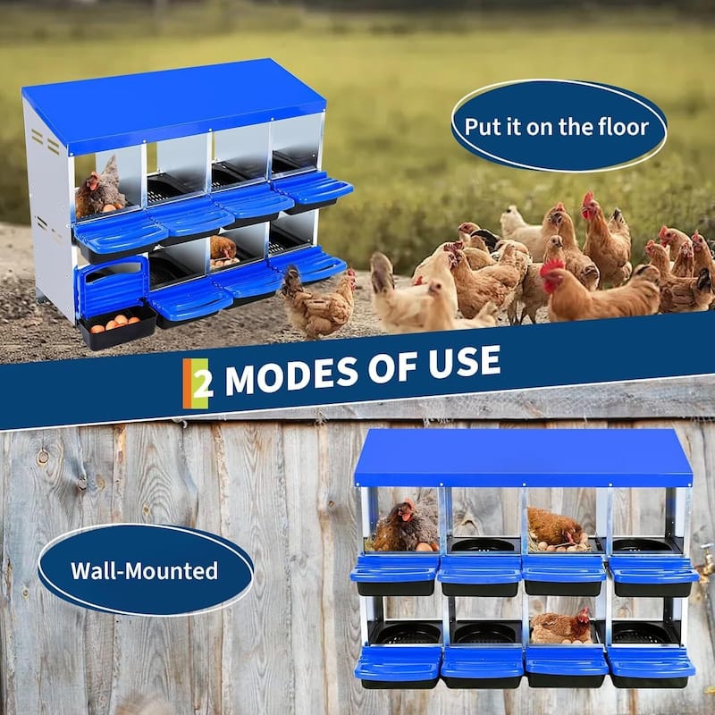 8-Hole Metal Chicken Nesting Box or Easy Cleaning