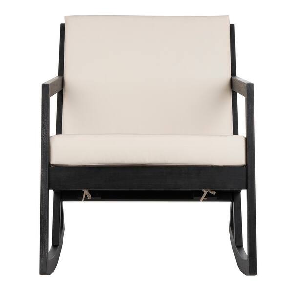 Safavieh Vernon Black Outdoor Rocking Chair W White Cushions Overstock 22286431