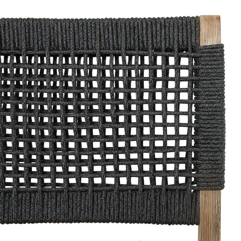 Wood Outdoor Dining Chair with Woven Seat and Back - Set of 2 Dark Gray - Roche River Decor