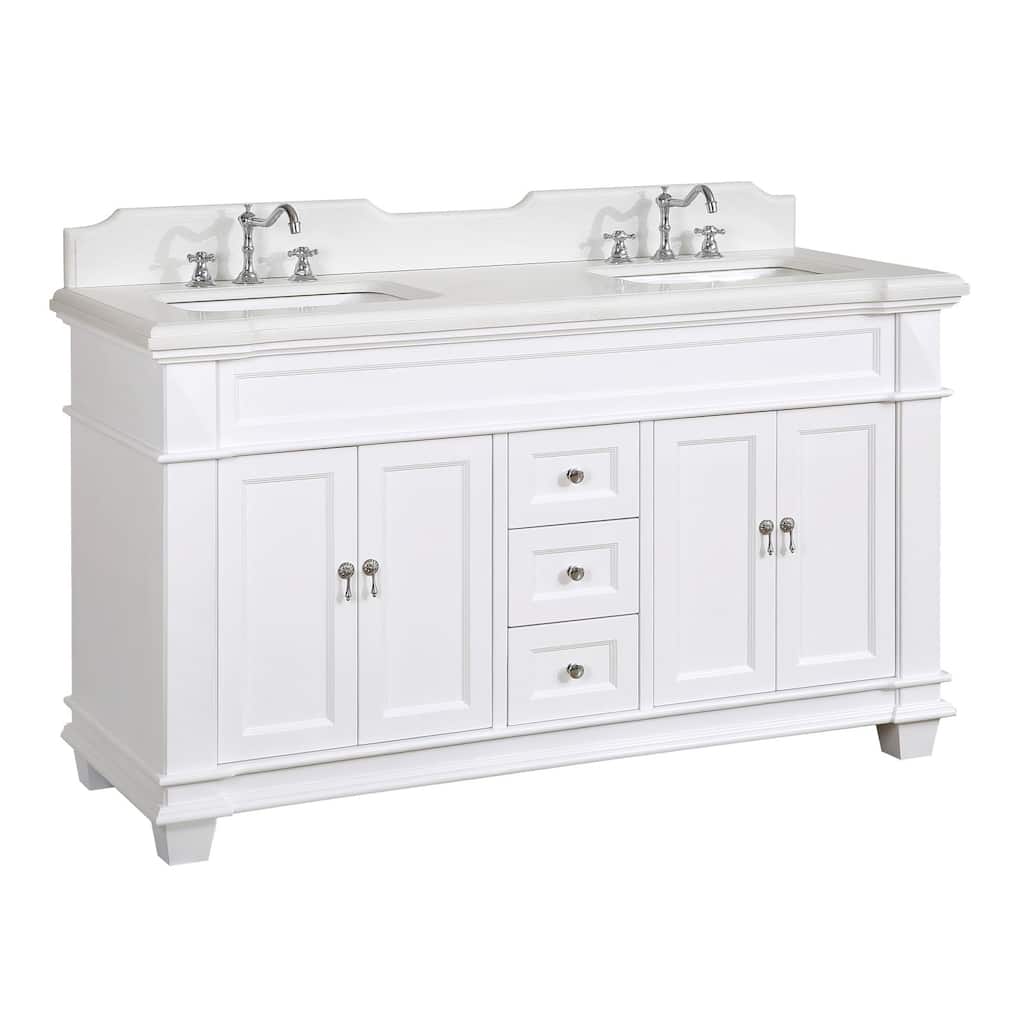 KitchenBathCollection Elizabeth 60" Double Bathroom Vanity with Quartz Top