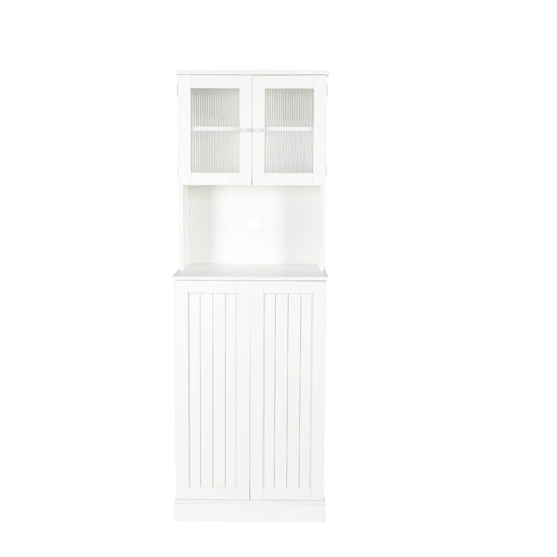 71 Inch Tall Kitchen Pantry Cabinet with Microwave Stand,Adjustable Shelves for Dining Room White