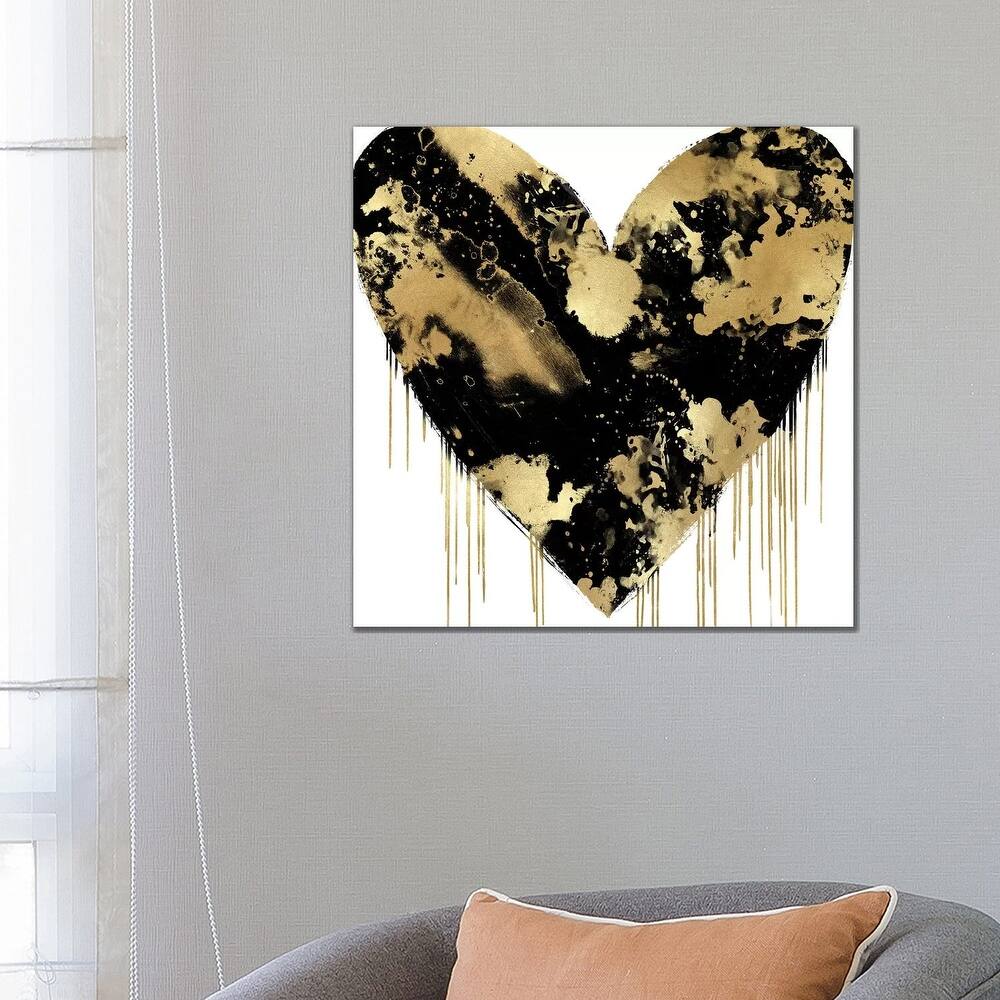 iCanvas "Big Hearted Black and Gold" by Lindsay Rodgers Canvas Print