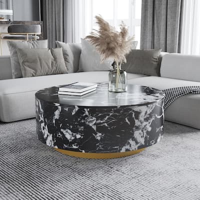 Modern Round Coffee Table with 2 large Drawers