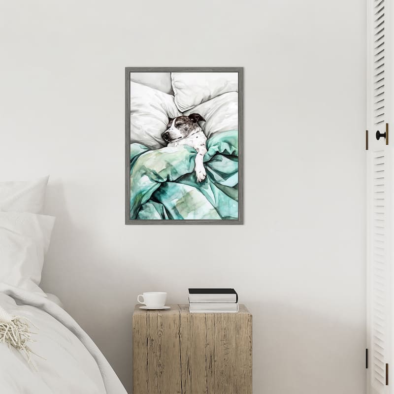 Dogs Life Tucked In by Justyna Jaszke Framed Canvas Wall Art