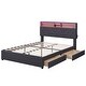 preview thumbnail 10 of 17, Multiple Storage,Full Size Upholstered Platform Bed with Storage Headboard, LED, USB Charging and 2 Drawers
