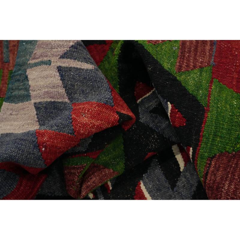 Hand Woven Oriental 100% Wool Carpet Southwestern Tribal Multi-Colored Kilim Area Rug - 10' 4'' X 5' 3''