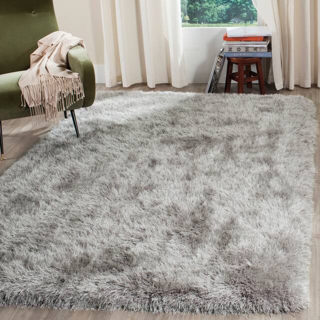SAFAVIEH Handmade Venice Shag Djenka 3-inch Thick Rug - 5' x 7' - Silver