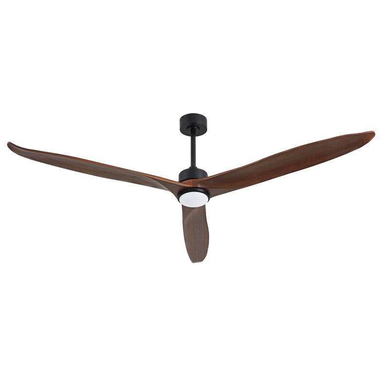 72" 3-Blade Solid Wood Ceiling Fan with LED Light and Remote Control