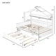 preview thumbnail 28 of 35, Wooden Twin / Full Size Kids House Bed with Trundle and Bookcase Shelf