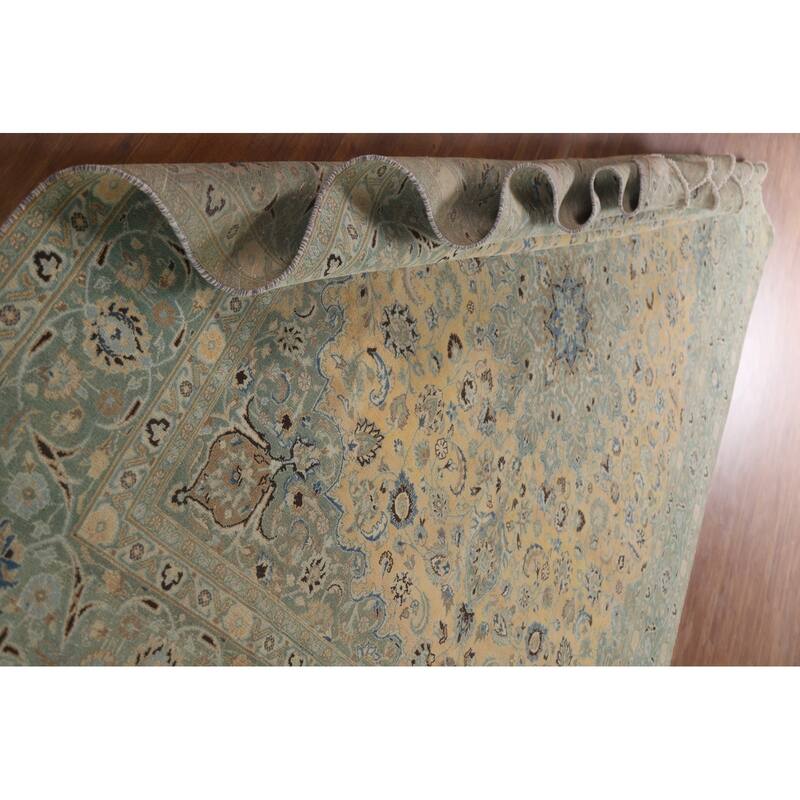 Hand Knotted Oriental 100% Wool Carpet Traditional Floral Oranges & Rust Mashad Area Rug - 10' 10'' X 9' 4''