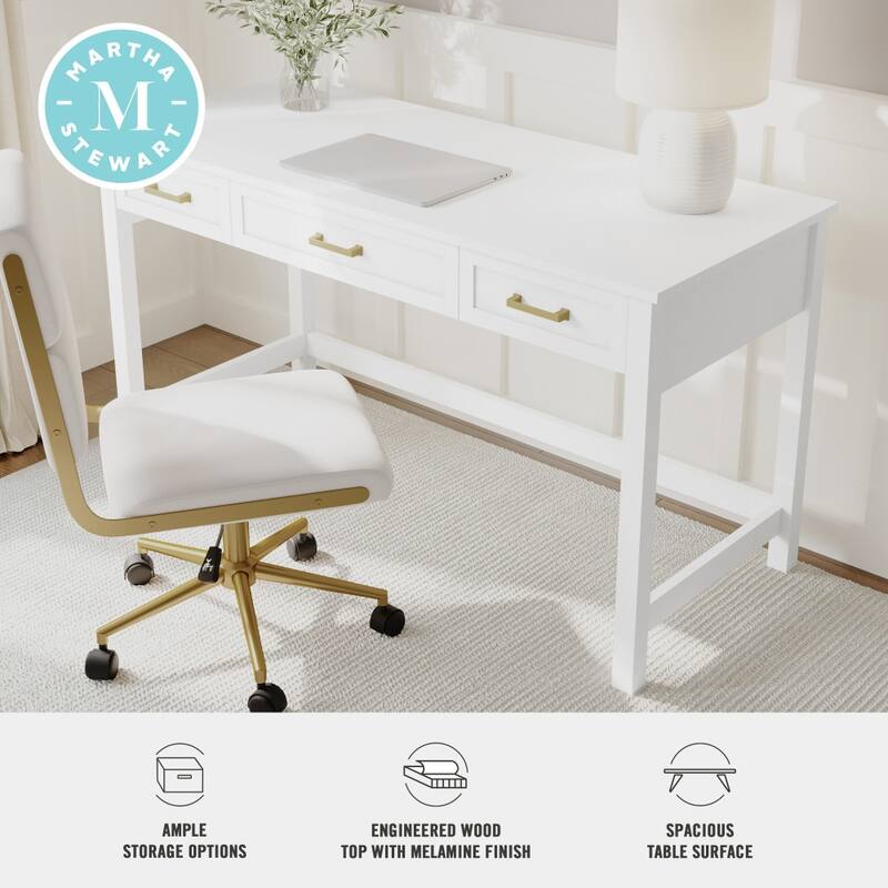 Martha Stewart Shaker Style Home Office Desk with 3 Drawers