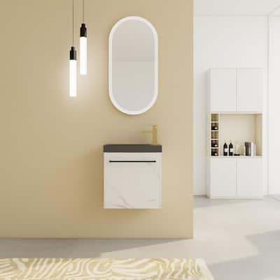 Compact Floating Vanity with Black Resin Sink and Durable Eco-Friendly Plywood Design - 19.7in L