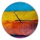 preview thumbnail 8 of 8, Designart 'Yellow Blue Orange in Abstract Painting background' Oversized Modern Wall CLock 16 in. wide x 16 in. high
