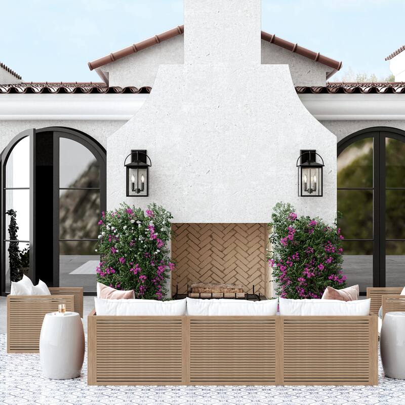 Bryson Black Outdoor Wall Lantern w/ Clear Glass - 4-light/22.75"H x 13.25"W