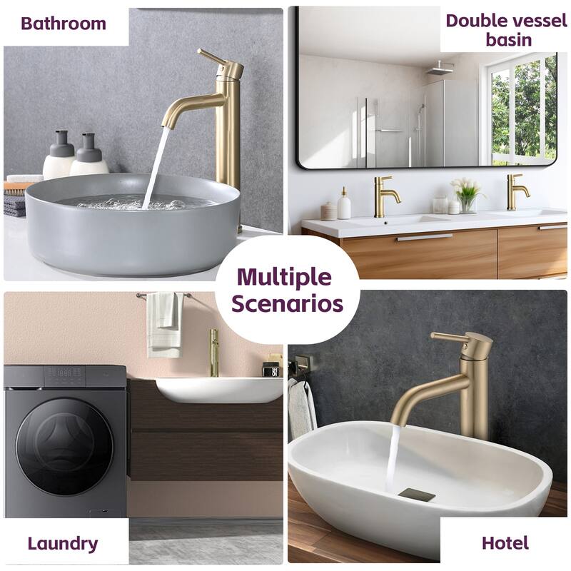 Modern Tall Vessel Single Handle Bathroom Sink Faucet with Controllable Flow and Temperature, Anti Corrosion and Anti Rust