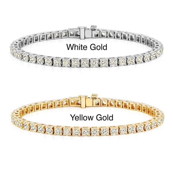 slide 1 of 8, Auriya 14k Gold 2ct TDW Round Diamond Tennis Bracelet