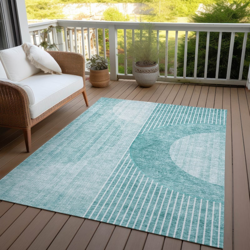 Machine Washable Indoor/ Outdoor Chantille Contemporary Geo Rug