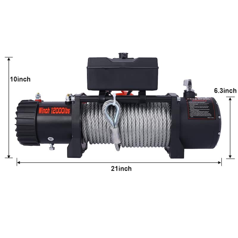 12V Electric Winch with Remote Control and Waterproof Wire Cable