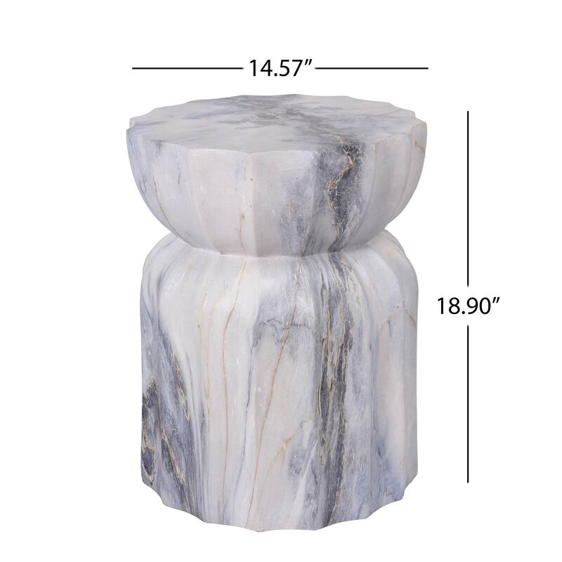 Christopher Knight Home - Modern Outdoor Lightweight Concrete Accent Side Table with Fluted Sculptural Hourglass Design