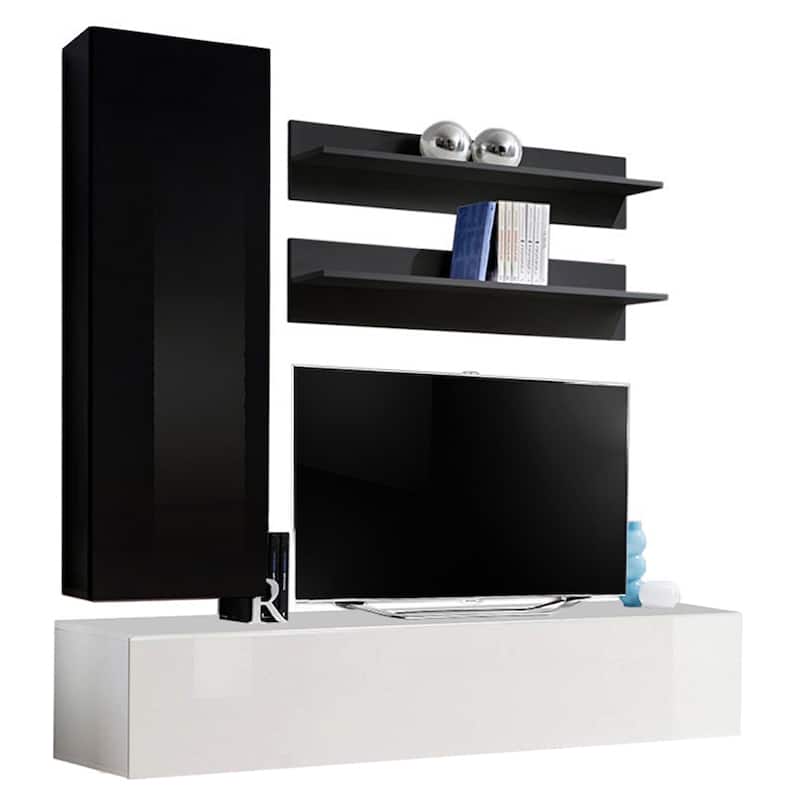 Fly H1 30TV Wall Mounted Floating Modern Entertainment Center - Black/White