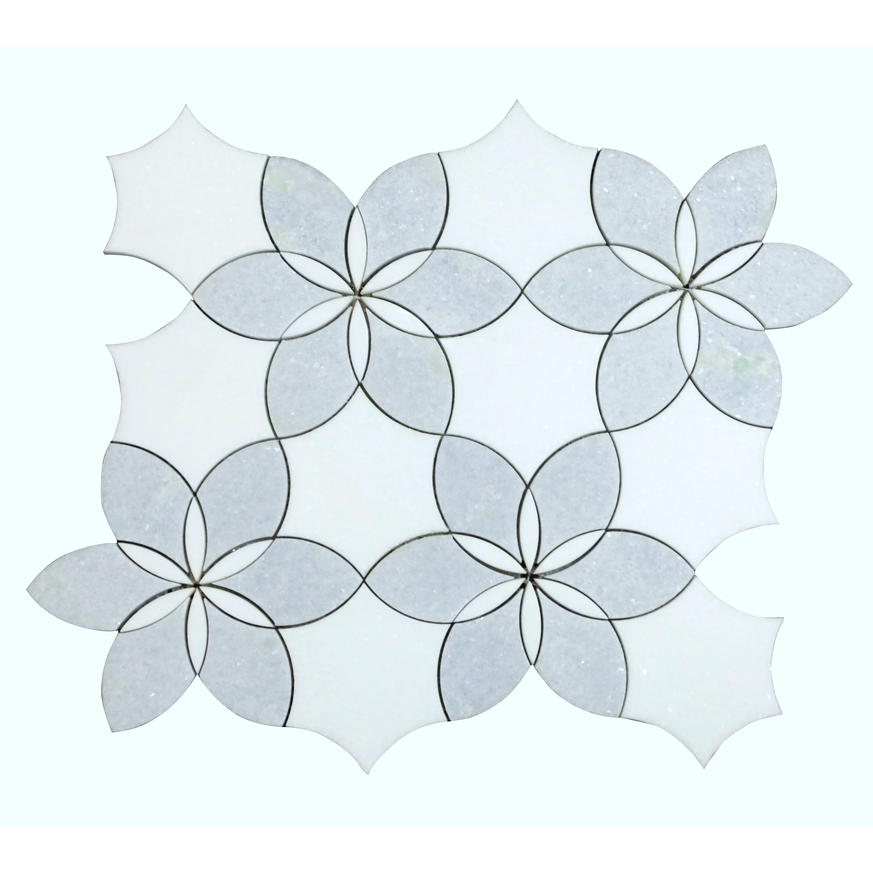 Polished Marble Mosaic Tile, Wall & Floor, Daisy Flower Pattern