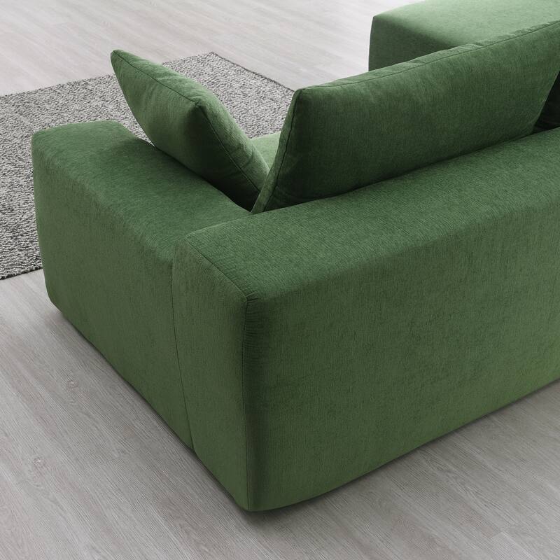 109-inch Green Modular L-shaped Minimalist Upholstered Sectional Sofa Set with Two Pieces Combination - 109"W x 68"D x 28.5"H
