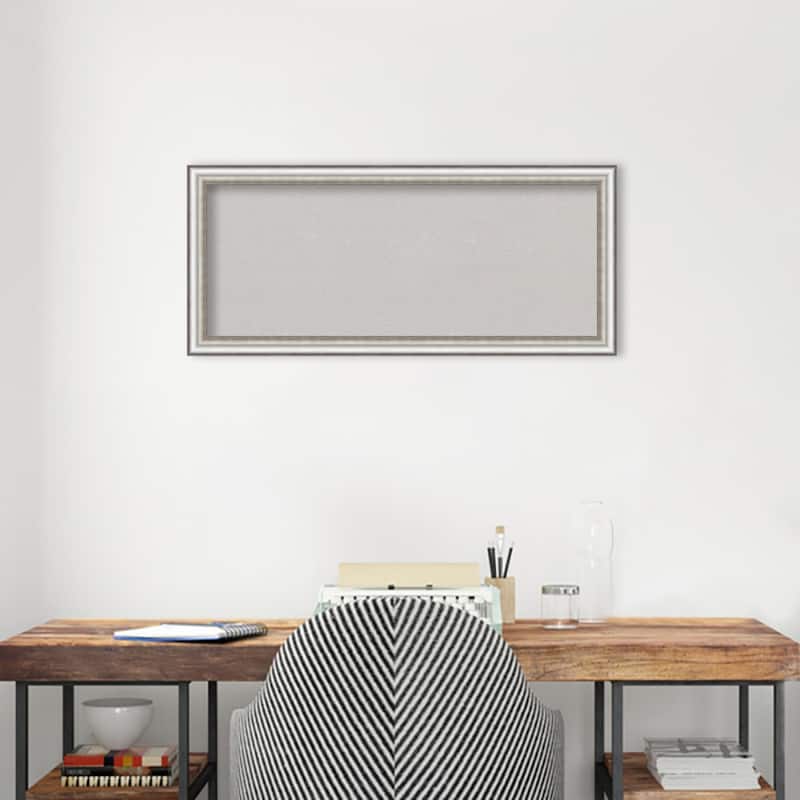 Salon Silver Narrow Framed Grey Corkboard Bulletin Board