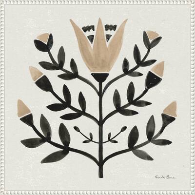 Garden Folk Flowers II by Farida Zaman Framed Canvas Wall Art Print - Sylvie Beaded White