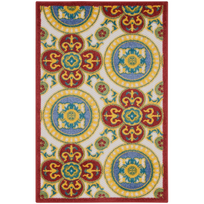Nourison Aloha Indoor/outdoor Geometric Area Rug - 3' x 5' - Red/Multi