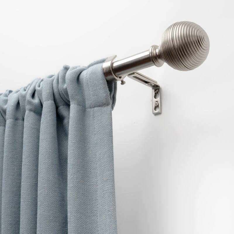 Lumi 3/4" Single Curtain Rod Set Brushed Nickel- Lined Ball finials