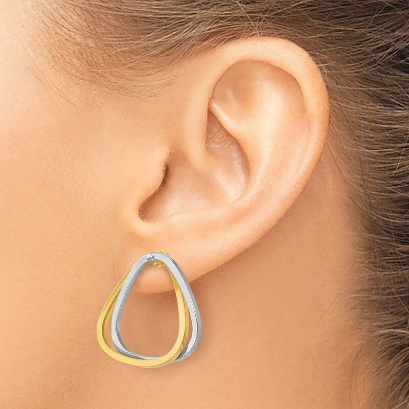 Curata 1.4mm 14k Two-tone Fancy Versatile Triangle Post Earrings
